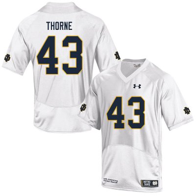 Notre Dame Fighting Irish Men's Marcus Thorne #43 White Under Armour Authentic Stitched College NCAA Football Jersey DLL1099GF